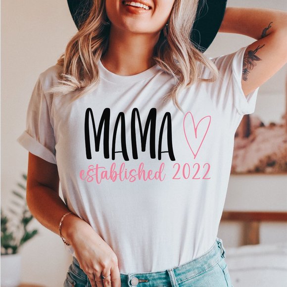 Tops - Mama Established 2022 Graphic Tee Mother's Day Gift Maternity Shirt